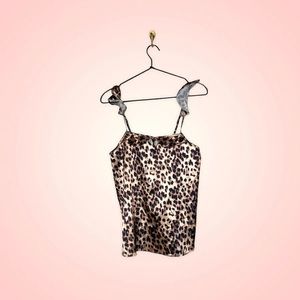 Le Olive cheetah print satin cami top (Sz L)